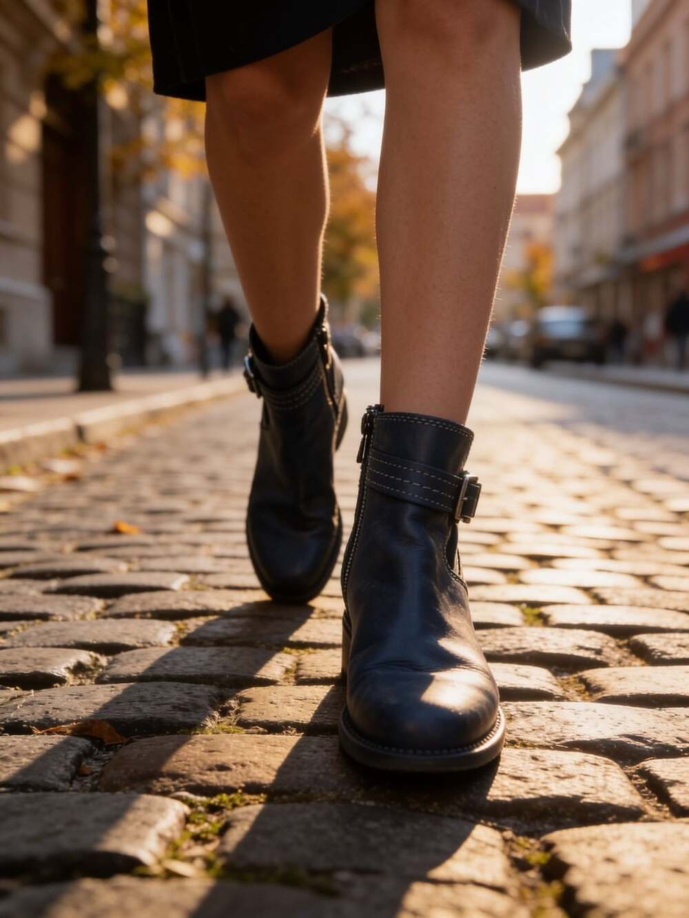 Clarks Maye Strap Black Leather Ankle Boots with Side Zip and Buckle Size 8